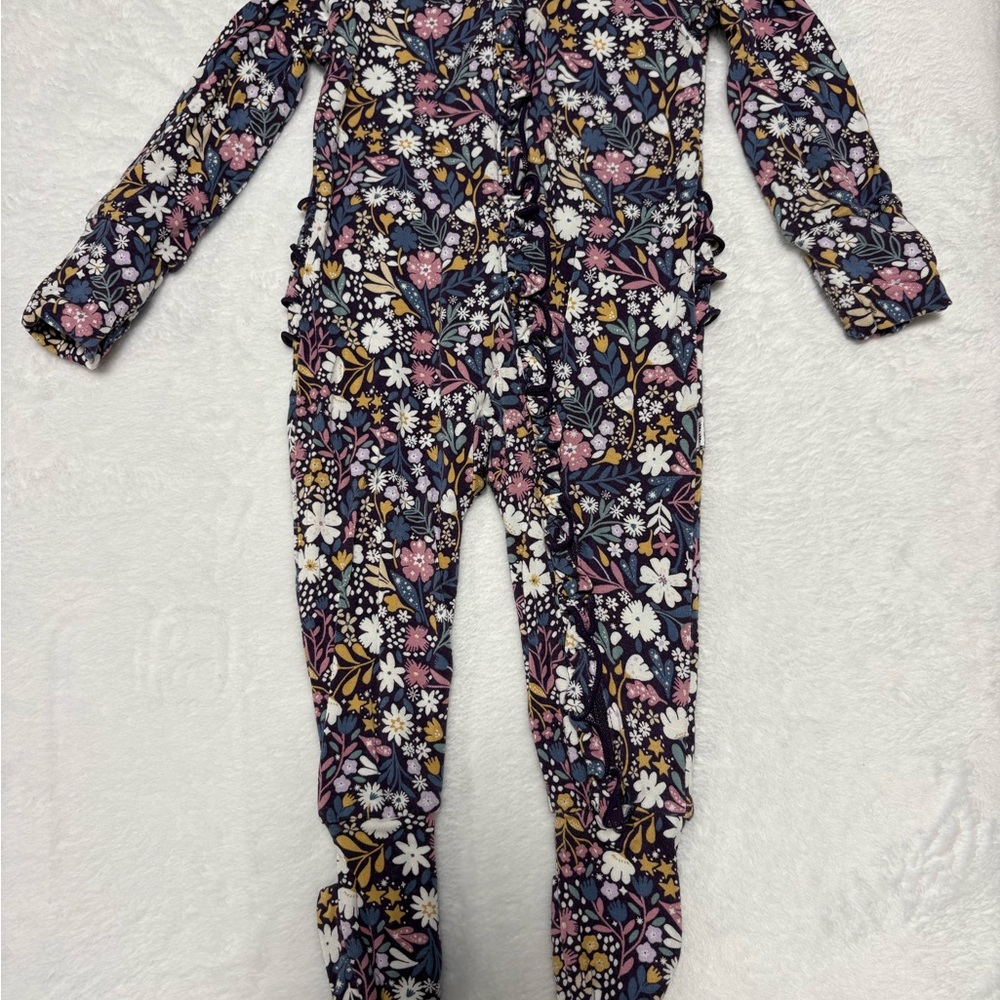 Little Sleepies Midnight Petals Ruffle Zippy | 0–3 Months | EUC